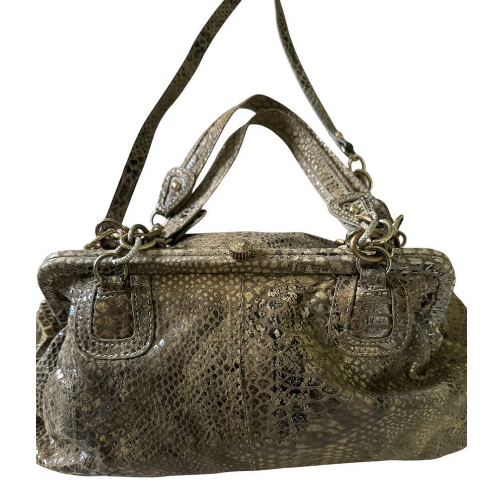 Elliot Lucca Leather embossed snake skin shoulder crossbody GypsyGoth Y2K